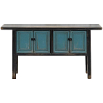 Деревянная консоль в китайском стиле с дверцами голубая Qin Console Table Blue варинант исполнения - 1 | Loft Concept в Самаре