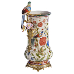 Ваза фарфоровая с птицей на бронзовой ветке и цветочной росписью Garden of Eden варинант исполнения - 1 | Loft Concept в Самаре