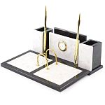 Настольный письменный набор из белого мрамора с часами Marble Accessory варинант исполнения - 2 | Loft Concept в Самаре
