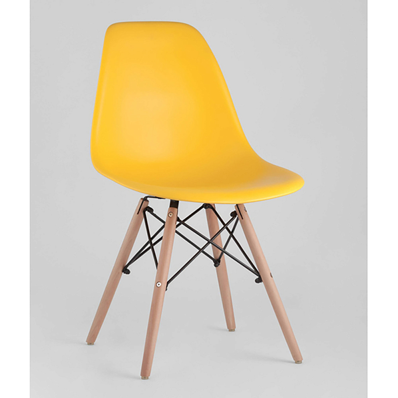 Пластиковый стул на ножках из массива бука Eames Yellow Желтый Древесина Пластиковый стул на ножках из массива бука Eames Yellow Желтый Древесина в Самаре | Loft Concept