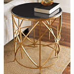 Приставной стол с металлическим золотым  основанием и чёрной столешницей Paradigm варинант исполнения - 1 | Loft Concept в Самаре