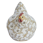 Статуэтка курица с резными белыми цветами на бежевой фактурной поверхности Rustic Chicken варинант исполнения - 1 | Loft Concept в Самаре