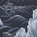 Обои ручная роспись Matsushima Waves Roka on Edo Night painted silk варинант исполнения - 1 | Loft Concept в Самаре
