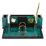 Настольный письменный набор из змеевика с часами и календарницей Successful Leader варинант исполнения - 1 | Loft Concept в Самаре