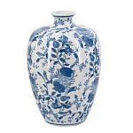 Ваза фарфоровая с узким горлышком и синими цветочными мотивами Independence варинант исполнения - 2 | Loft Concept в Самаре