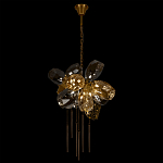 Люстра подвесная со стеклянными плафонами из дымчатого и золотистого с шестью вертикальными подвесками Gilded Mirage  варинант исполнения - 3 | Loft Concept в Самаре