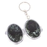 Зеркало брелок карманное двухстороннее из натурального камня Серафинит Stone Mirrors варинант исполнения - 2 | Loft Concept в Самаре