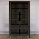 Витрина Primo со стеклянными фасадами и 2 ящиками Темный орех варинант исполнения - 1 | Loft Concept в Самаре