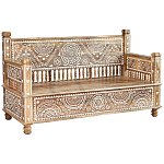 Скамья с резным декором из массива манго Grey Mango Collection Bench M варинант исполнения - 1 | Loft Concept в Самаре