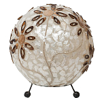 Настольная лампа из перламутра на металлическом каркасе Indonesian Ball варинант исполнения - 3 | Loft Concept в Самаре