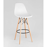 Пластиковый барный стул на ножках из массива бука Eames White варинант исполнения - 1 | Loft Concept в Самаре