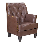 Кресло из натуральной кожи c мягкими подлокотниками на 4-х деревянных ножках из массива бука Joseph Armchair brown варинант исполнения - 1 | Loft Concept в Самаре