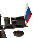 Настольный письменный набор с часами из природного камня обсидиана  Gift for Manager варинант исполнения - 5 | Loft Concept в Самаре