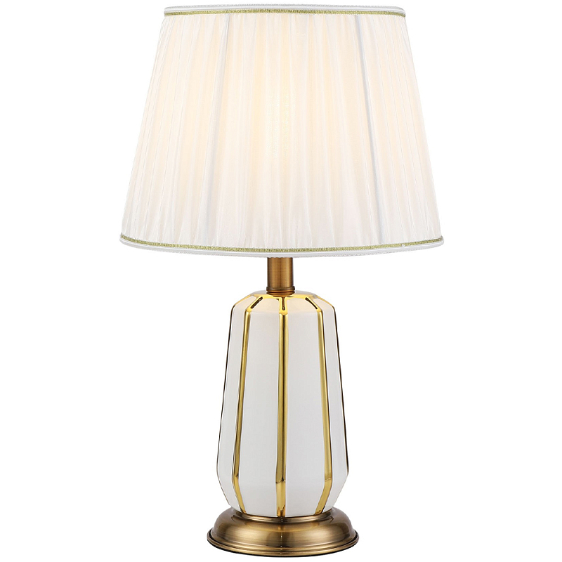 Настольная лампа с абажуром Celestina White Lampshade Table Lamp Белый Золотой Настольная лампа с абажуром Celestina White Lampshade Table Lamp Белый Золотой в Самаре | Loft Concept