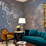 Обои ручная роспись Gingko Colourway SC-98 on Gun Metal dyed silk варинант исполнения - 1 | Loft Concept в Самаре