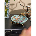 Блюдо из голубого фарфора с бронзовой птичкой Blue Garden варинант исполнения - 4 | Loft Concept в Самаре