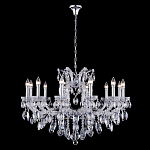 Люстра подвесная с 12-ю лампочками и прозрачными хрустальными подвесками на хромированном основании Crystal lamps варинант исполнения - 2 | Loft Concept в Самаре