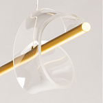 Люстра линейная золотистого цвета с двумя прозрачными волнистыми элементами Wave Line варинант исполнения - 11 | Loft Concept в Самаре