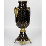Ваза черного цвета из фарфора с золотистым узором и бронзовыми элементами Eden Garden porcelain and bronze варинант исполнения - 1 | Loft Concept в Самаре