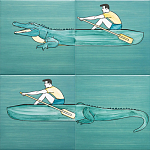 Плитка с узором Крокодил байдарочник варинант исполнения - 2 | Loft Concept в Самаре