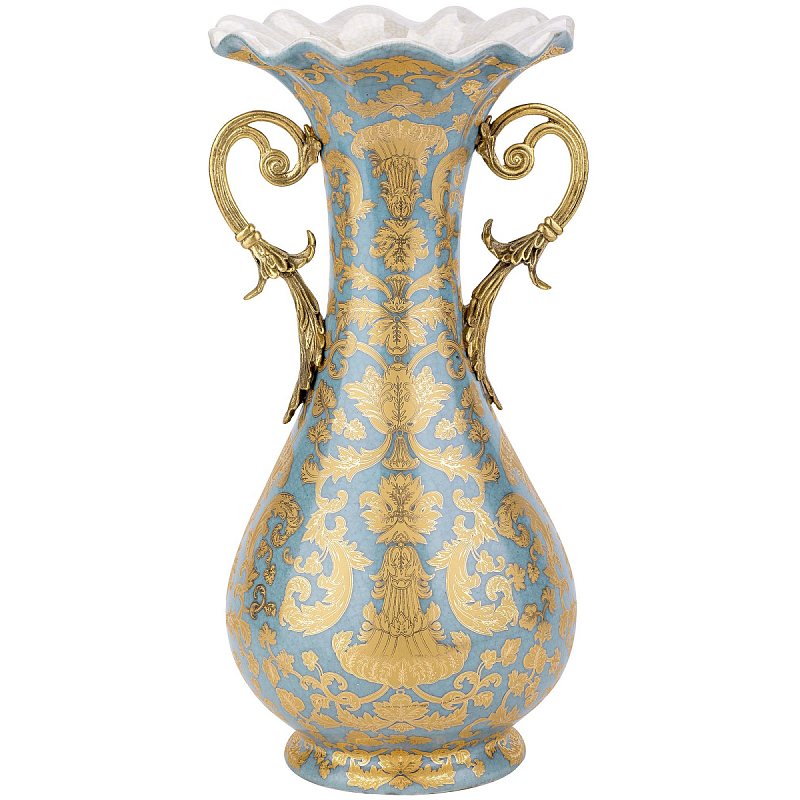 Ваза фарфоровая Vert Голубой Золотой в Самаре | Loft Concept 