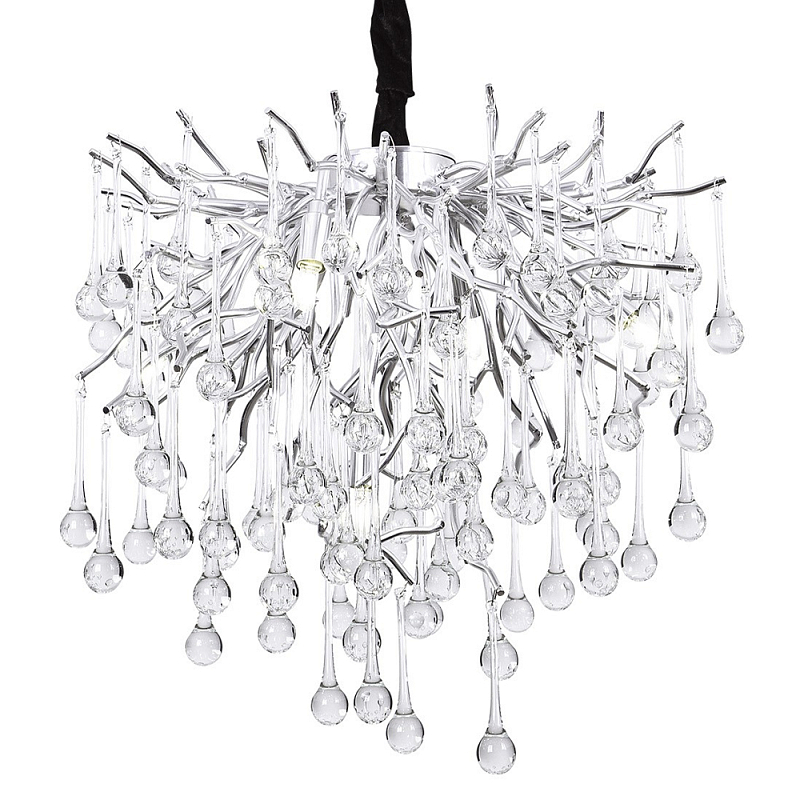 Люстра с хрустальными подвесками капли серебро Droplet Silver Chandelier 5 Серебряный Прозрачное Стекло Люстра с хрустальными подвесками капли серебро Droplet Silver Chandelier 5 Серебряный Прозрачное Стекло в Самаре | Loft Concept