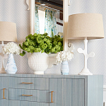 Настольная лампа с белым каркасом и тканевым абажуром Natural Stems варинант исполнения - 3 | Loft Concept в Самаре