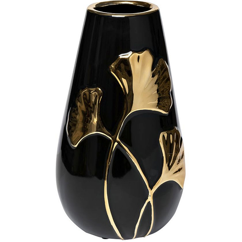 Ваза керамическая black with decor 24.5 Черный Золотой Ваза керамическая black with decor 24.5 Черный Золотой в Самаре | Loft Concept
