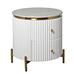 Тумбочка белая круглая с мраморной столешницей Thoroughbass варинант исполнения - 4 | Loft Concept в Самаре