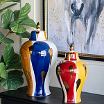 Ваза с крышкой и мазками синего и золого цвета на белом фоне Chinoiserie Ceramics варинант исполнения - 5 | Loft Concept в Самаре