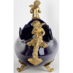 Чаша темно-синяя фарфоровая с бронзовыми ручками в виде ангелов Eden Garden варинант исполнения - 2 | Loft Concept в Самаре