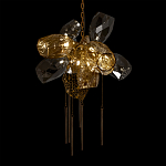 Люстра подвесная со стеклянными плафонами из дымчатого и золотистого с шестью вертикальными подвесками Gilded Mirage  варинант исполнения - 8 | Loft Concept в Самаре