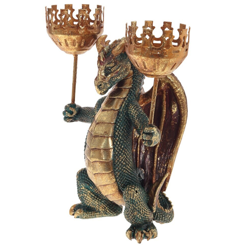 Подсвечник в виде дракона Dragon Candlestick Green Gold Золотой Зеленый Коричневый Подсвечник в виде дракона Dragon Candlestick Green Gold Золотой Зеленый Коричневый в Самаре | Loft Concept