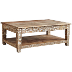 Журнальный стол из массива манго с резьбой Agota Coffee Table варинант исполнения - 1 | Loft Concept в Самаре