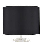 Настольная лампа с декором в виде белого цветка магнолии на каркасе и черным абажуром White Magnolia варинант исполнения - 2 | Loft Concept в Самаре