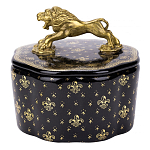 Шкатулка черного цвета с крышкой с фигуркой льва Eden Garden варинант исполнения - 1 | Loft Concept в Самаре