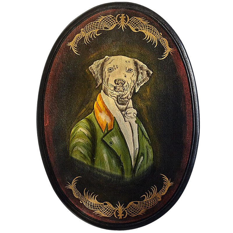 Картина в овальной раме Chinoiserie Grey Dog Portrait Мульти Черный Зеленый Картина в овальной раме Chinoiserie Grey Dog Portrait Мульти Черный Зеленый в Самаре | Loft Concept