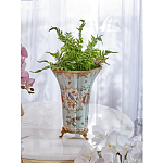 Ваза голубого цвета из фарфора с цветочным рисунком и бронзовой стрекозой Blue Garden варинант исполнения - 5 | Loft Concept в Самаре