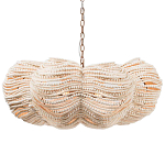 Круглая люстра волнистой формы с декором из круглых деревянных бусин White Wooden Beads Chandelier варинант исполнения - 1 | Loft Concept в Самаре