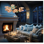 Люстра круглая на золотом каркасе с цветочным декором Miscellaneous herbs варинант исполнения - 6 | Loft Concept в Самаре