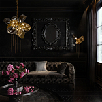 Люстра подвесная со стеклянными плафонами из дымчатого и золотистого с тремя вертикальными подвесками Gilded Mirage  варинант исполнения - 8 | Loft Concept в Самаре