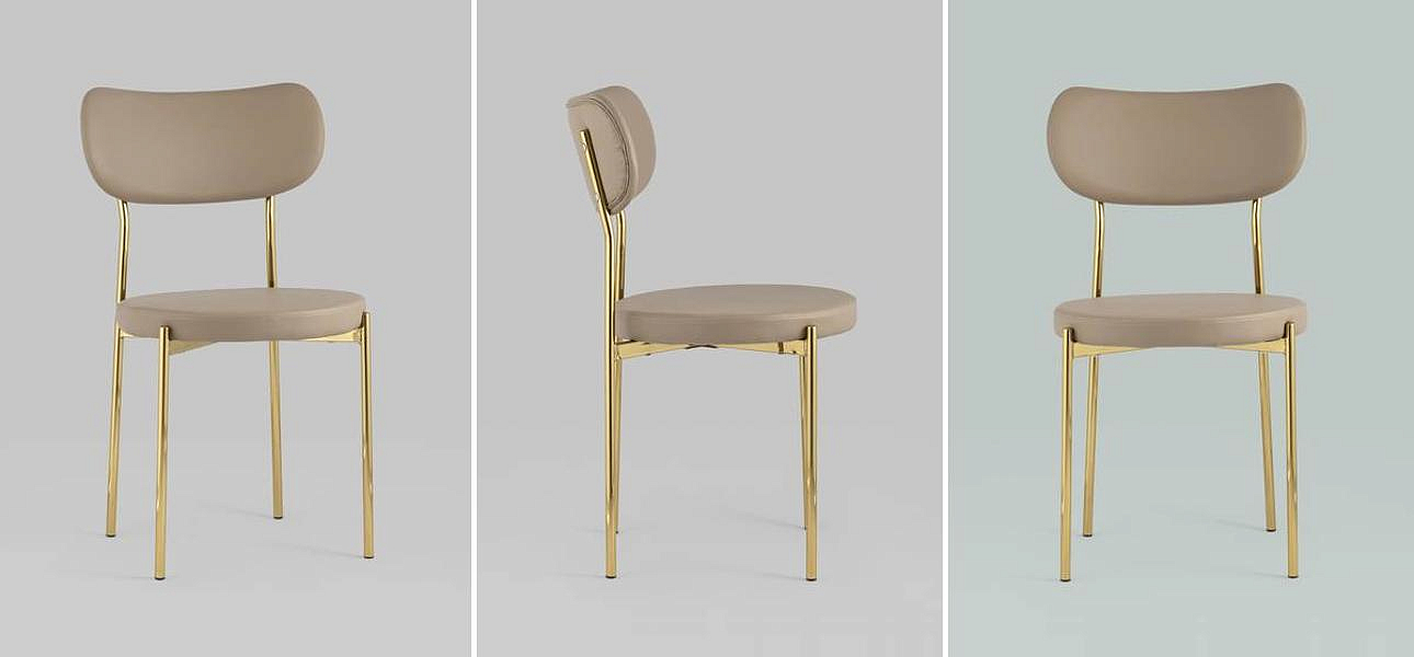 Стул Alfie Chair Золотые ножки Бежевая Экокожа Стул Alfie Chair Золотые ножки Бежевая Экокожа - Loft-Concept в Самаре