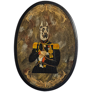 Картина в овальной раме Chinoiserie Great Dane Dog Portrait