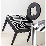 Дизайнерский стул с круглой деревянной спинкой Black and White Clover варинант исполнения - 6 | Loft Concept в Самаре