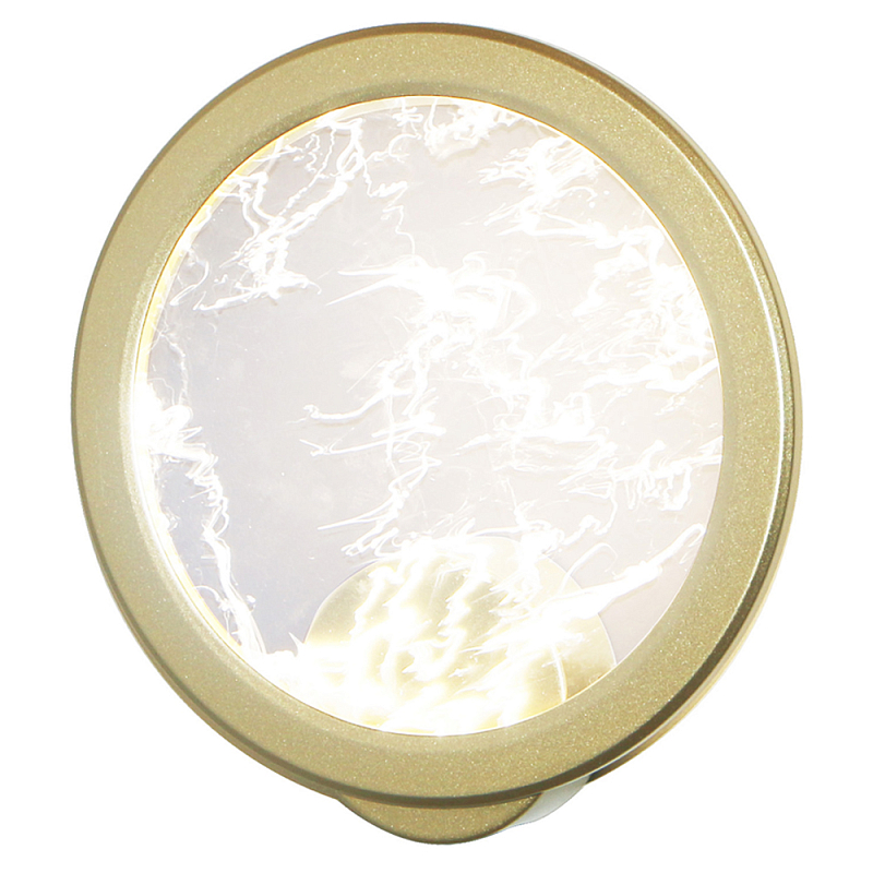 Светодиодное бра круглой формы с металлической рамой золотого цвета Marble Glow матовое золото Белый Светодиодное бра круглой формы с металлической рамой золотого цвета Marble Glow матовое золото Белый в Самаре | Loft Concept