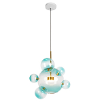 Подвесной светильник с прозрачными бирюзовыми стеклянными шарами и золотыми деталями Диаметр 46 Giopato & Coombes варинант исполнения - 1 | Loft Concept в Самаре