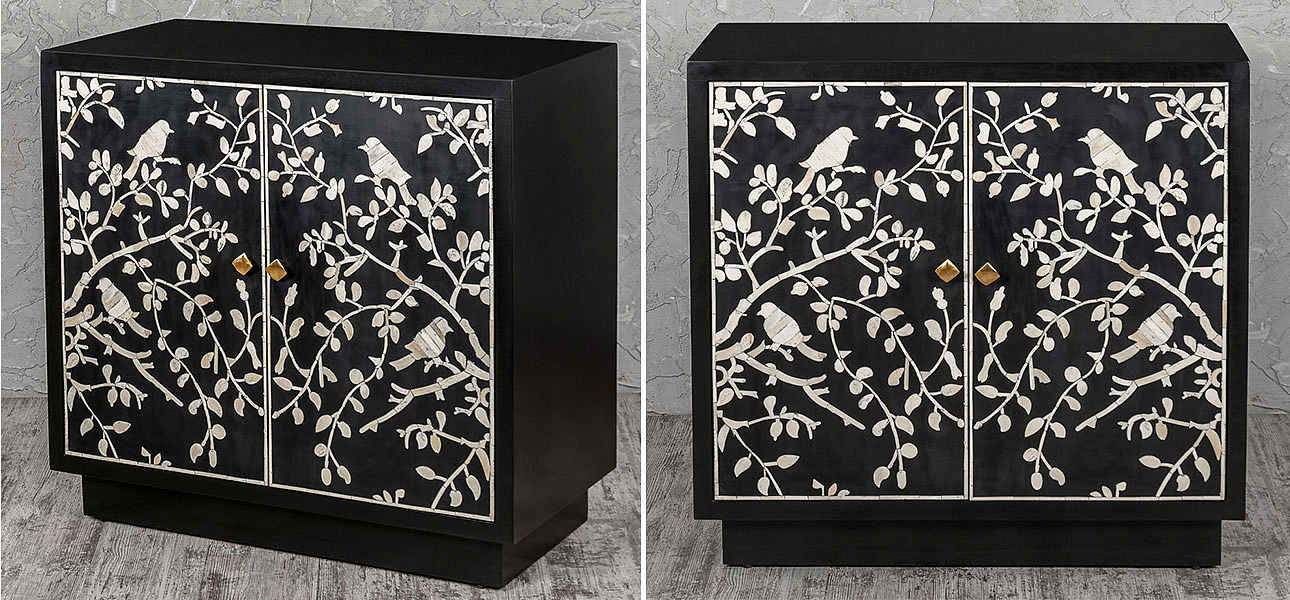 Комод инкрустация костью White bird on black Комод инкрустация костью White bird on black - Loft-Concept в Самаре
