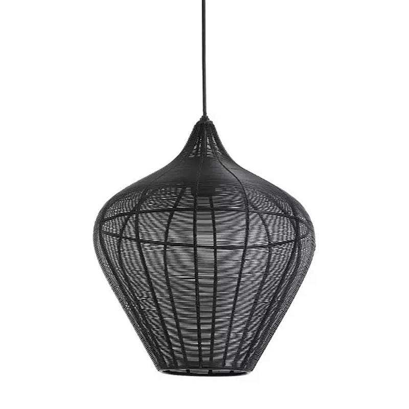 Подвесной светильник в форме купола с плетеным металлическим абажуром Wicker Iron Lamp Черный в Самаре | Loft Concept 