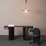 Дизайнерский письменный стол овальной формы с 2-мя выдвижными ящиками по бокам Parsec варинант исполнения - 1 | Loft Concept в Самаре