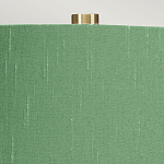 Настольная лампа с белым фигурным основанием на латунном основании и зеленым тканевым конусным абажуром Elstead Lighting варинант исполнения - 2 | Loft Concept в Самаре